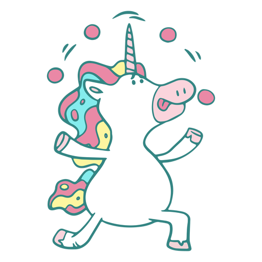 Funny unicorn juggling character