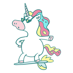 Lustiger Einhorn-Surfercharakter PNG-Design