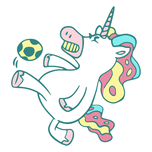 Funny unicorn soccer character