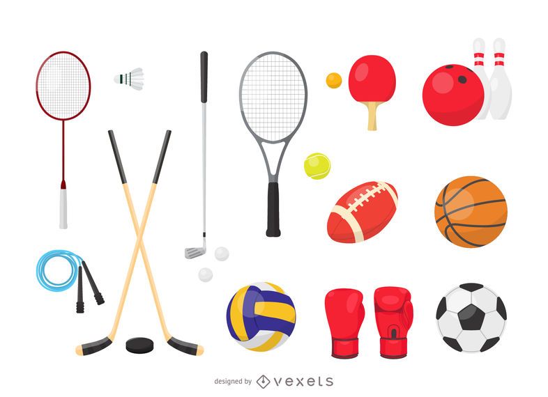 Set of sports vector equipment Set of sports vector equipment