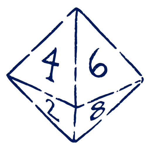 D8 RPG dice stroke PNG Design