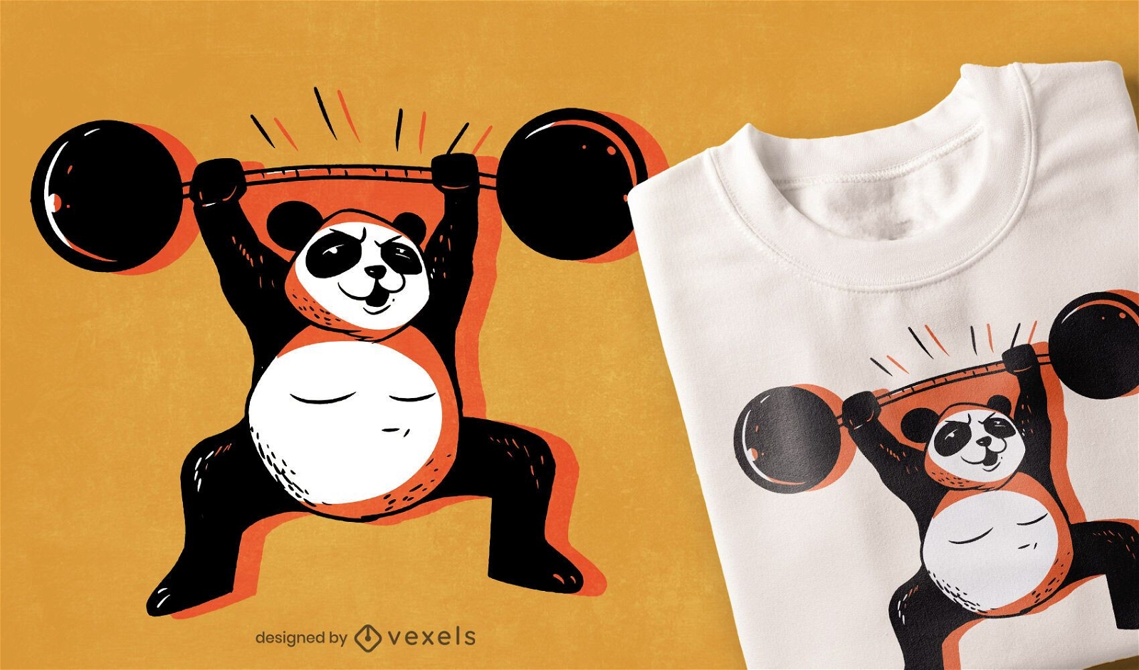 Diseño de camiseta de panda fuerte