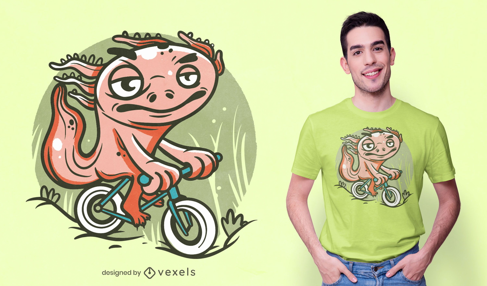 Axolotl riding bike t-shirt design