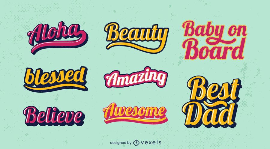 Conjunto de letras positivas retro Conjunto de letras positivas retro