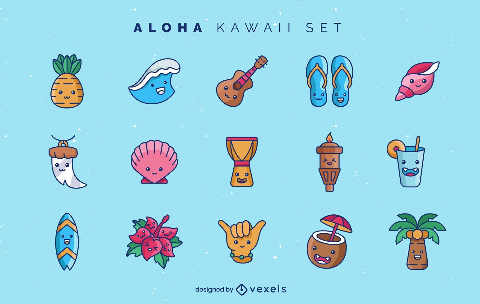Aloha kawaii Elemente gesetzt