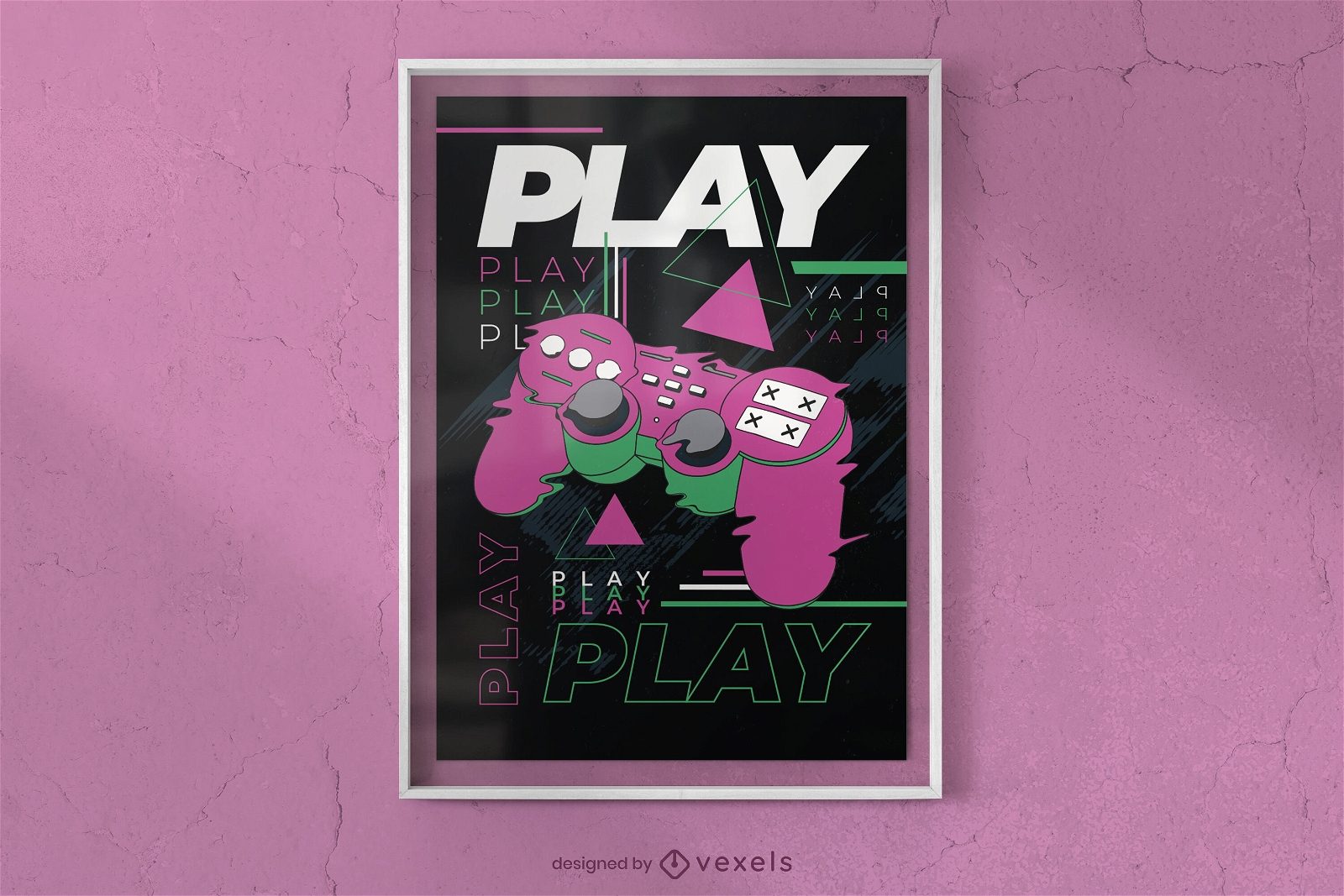 Play glitch poster template