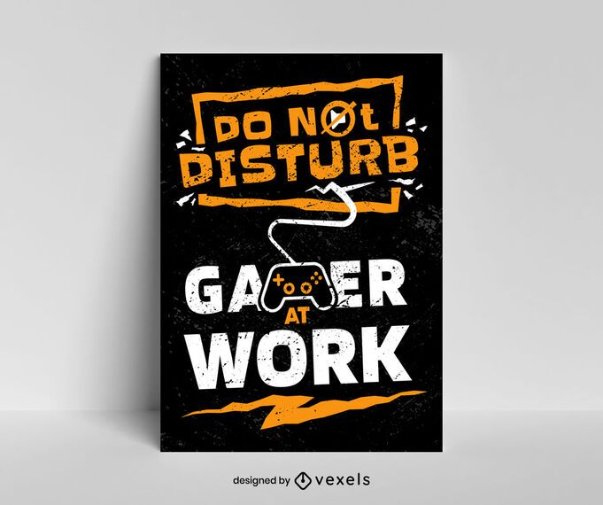 Gamer at work poster template Gamer at work poster template