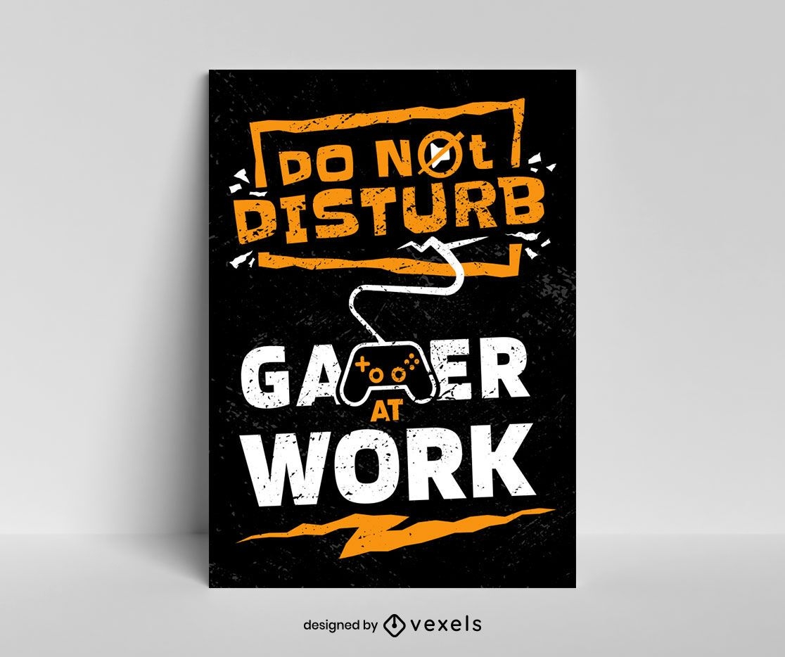 Gamer at work poster template