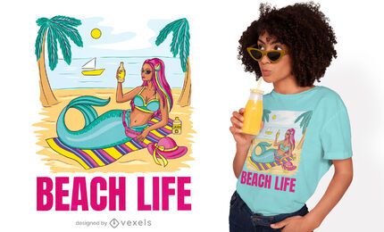 Diseño de camiseta estilo sirena. Diseño de camiseta estilo sirena.