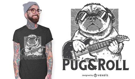 Diseño de camiseta Pug and Roll. Diseño de camiseta Pug and Roll.