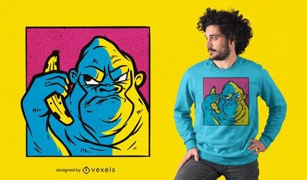 Design de t-shirt de banana gorila zangado