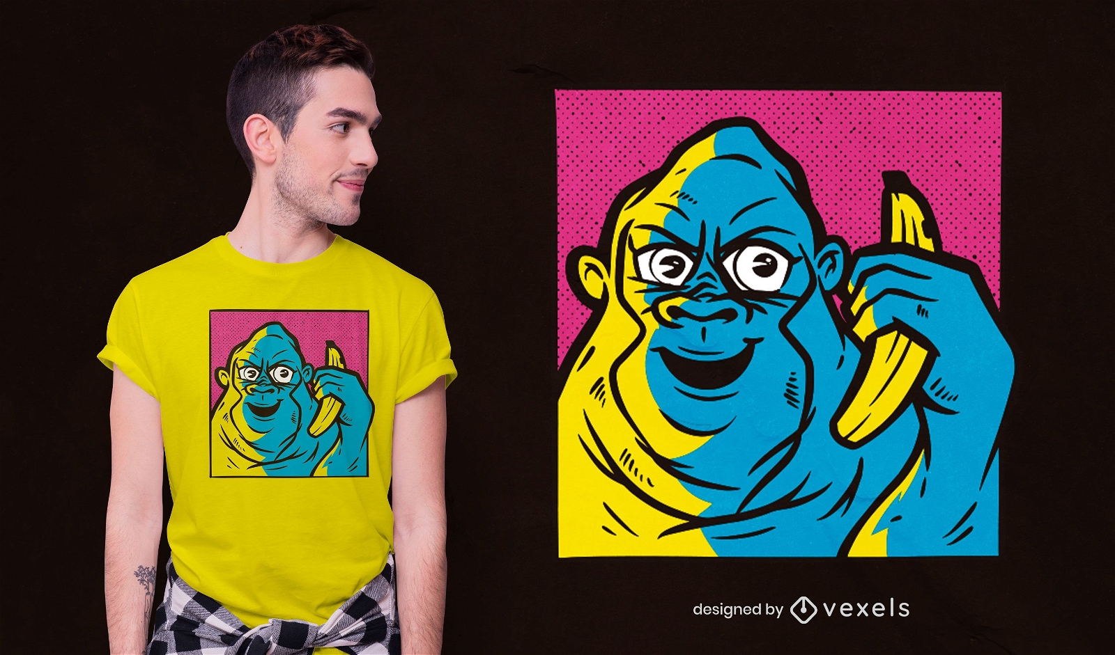 Gorilla banana call t-shirt design