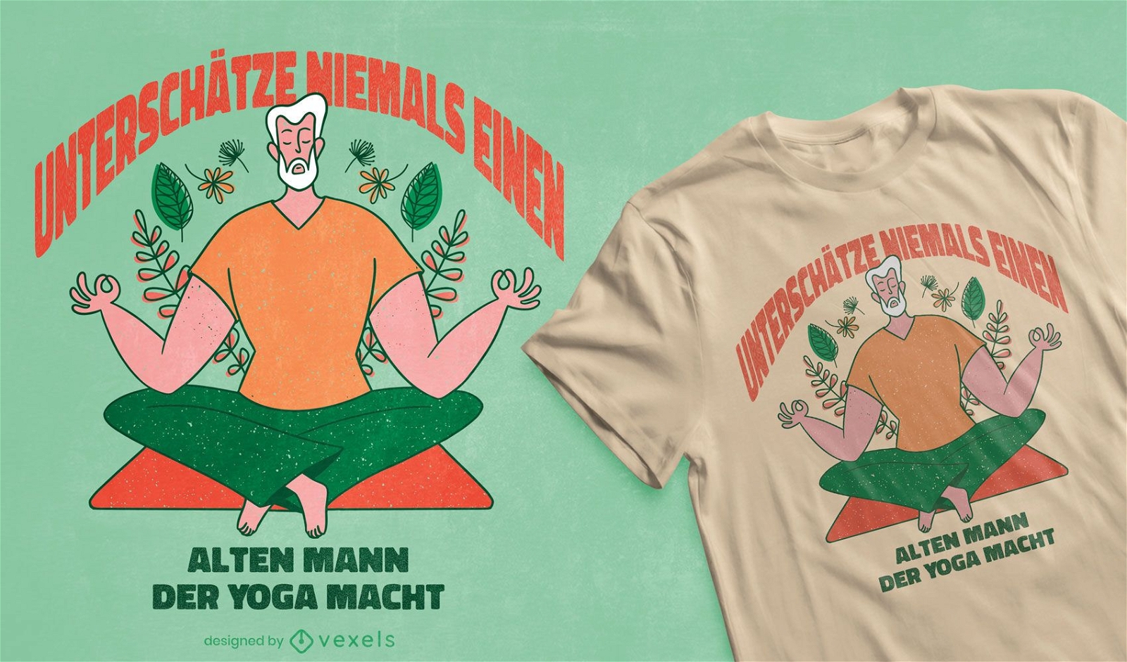 Desenho de t-shirt de ioga para velho