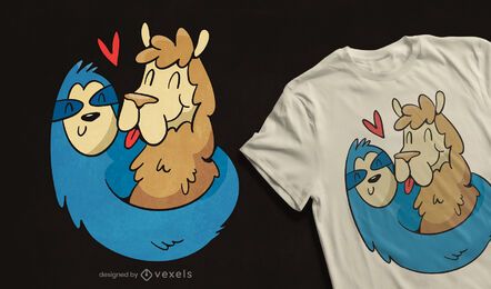 Diseño de camiseta de perezoso de alpaca. Diseño de camiseta de perezoso de alpaca.