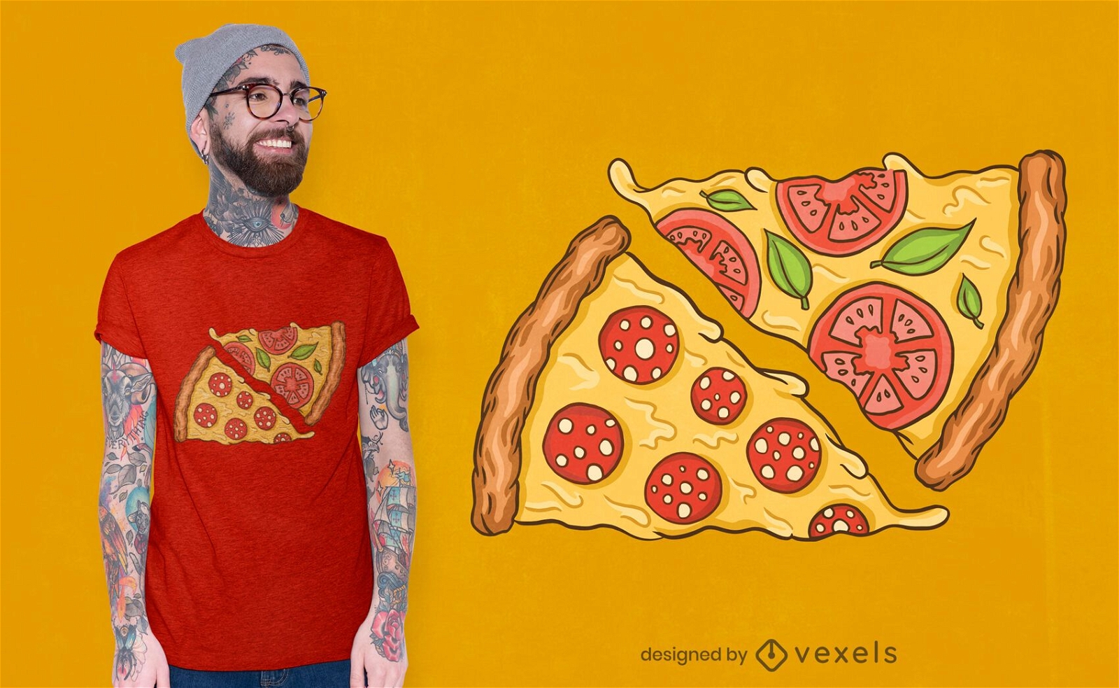 Dise?o de camiseta rebanadas de pizza.