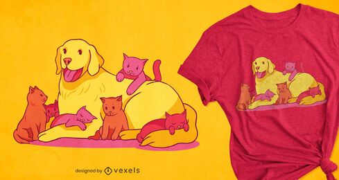 Dog and kittens t-shirt design Dog and kittens t-shirt design