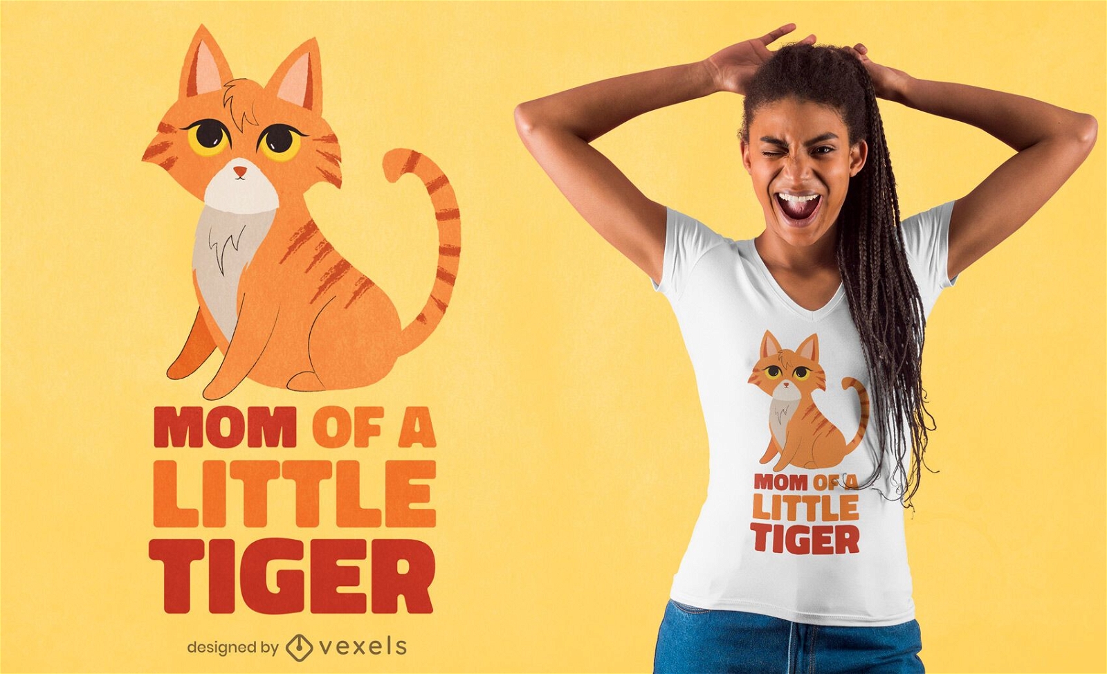 Dise?o de camiseta de gato tigre peque?o
