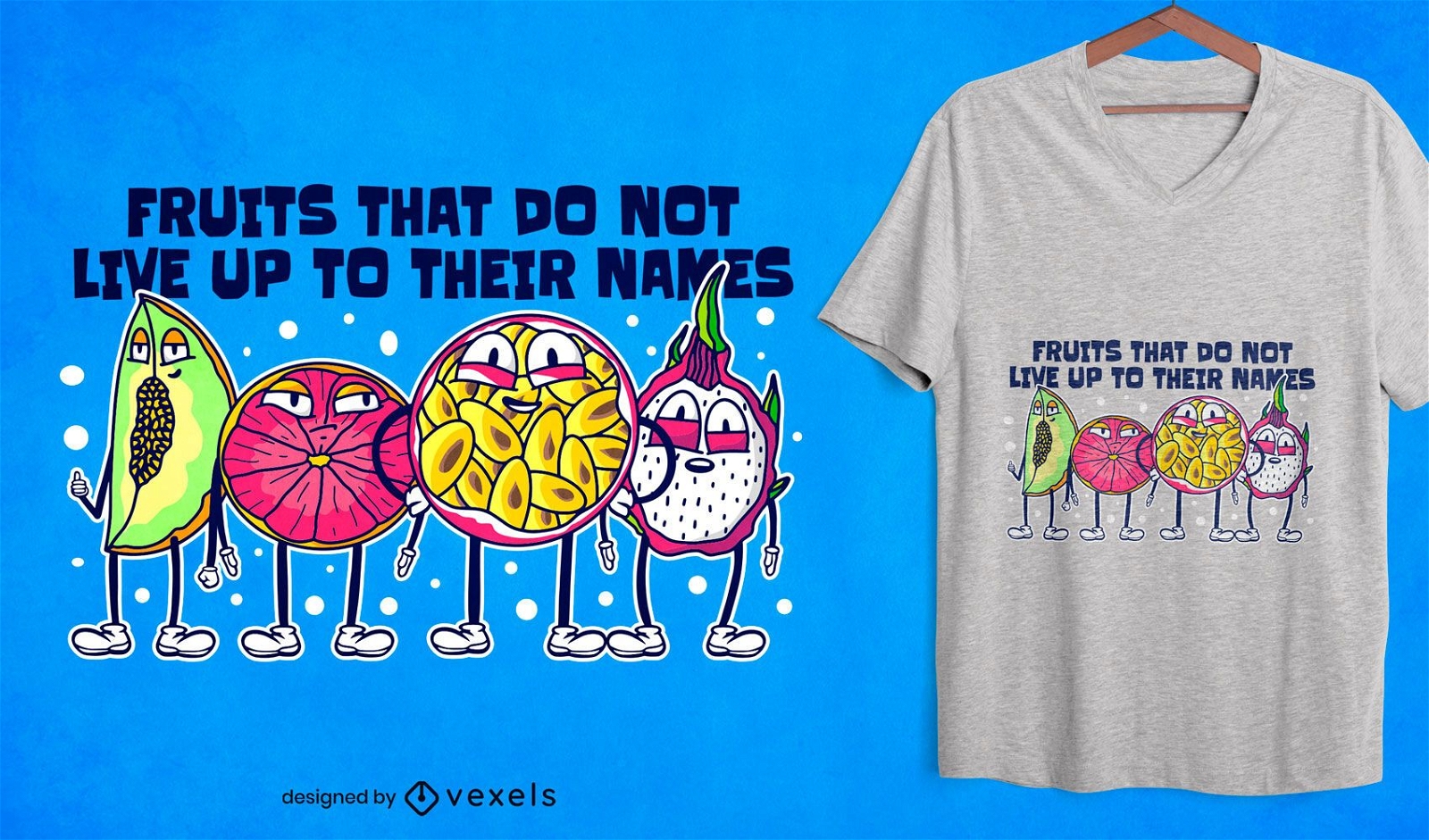 Design de camisetas de personagens de frutas