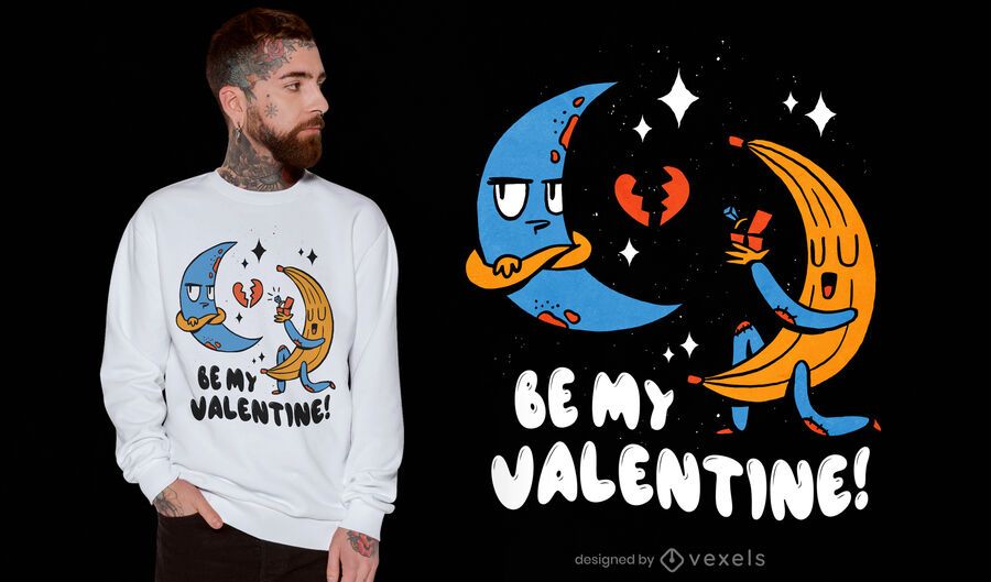 Bananenmond-Valentinstag-T-Shirt Design Bananenmond-Valentinstag-T-Shirt Design