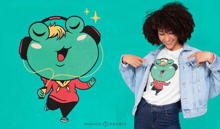 Diseño de camiseta de dibujos animados de rana Diseño de camiseta de dibujos animados de rana