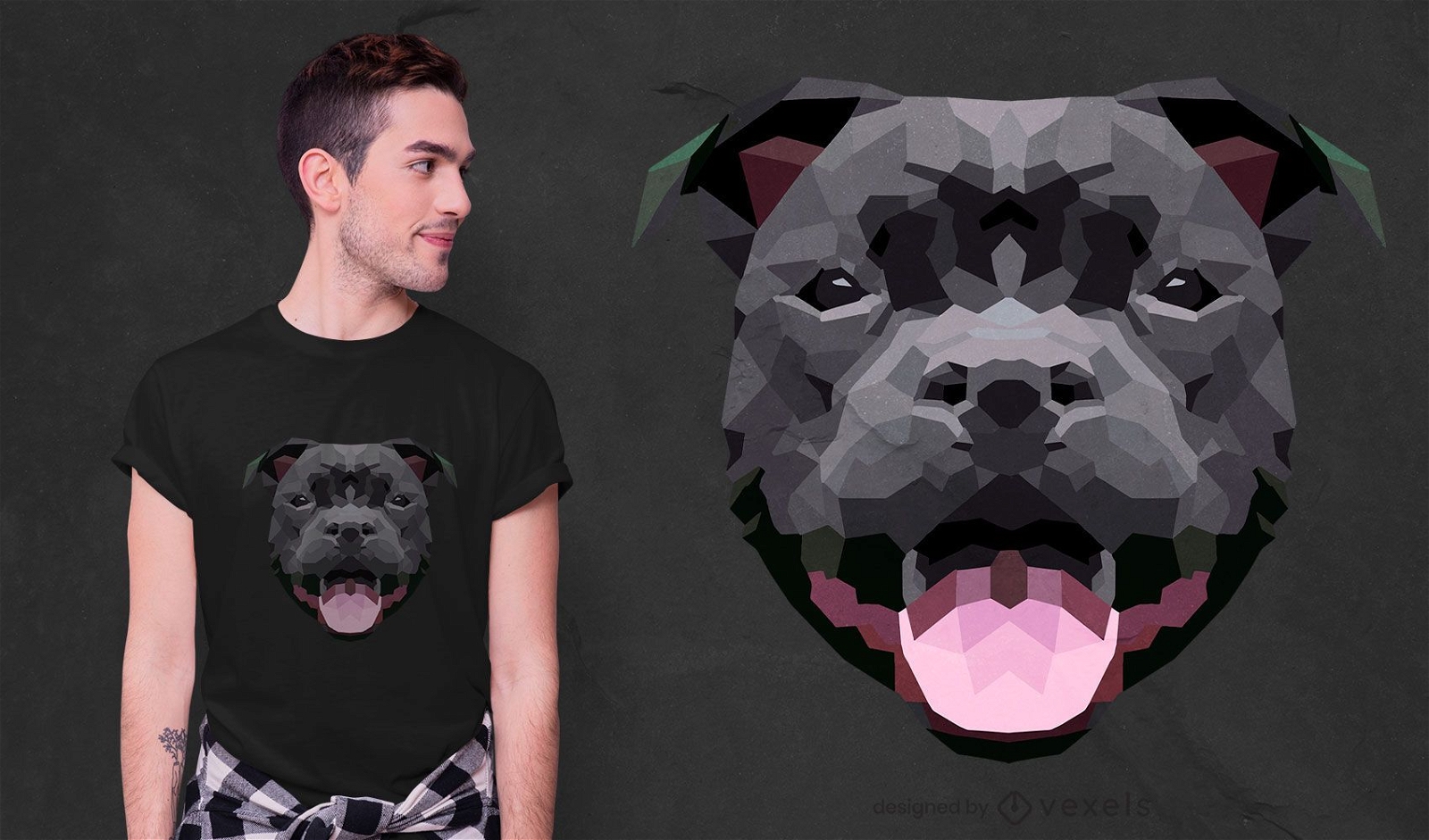 Low poly dog t-shirt design