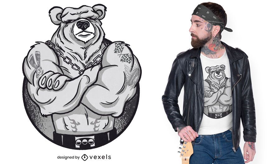 Diseño de camiseta de oso de músculos grandes Diseño de camiseta de oso de músculos grandes