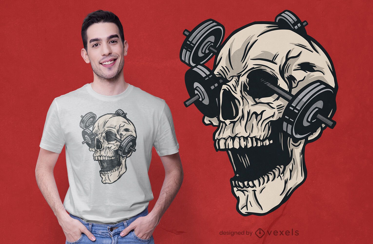 Diseño de camiseta de gimnasio de calavera.