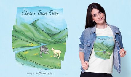 Diseño de camiseta de animales de paisaje. Diseño de camiseta de animales de paisaje.