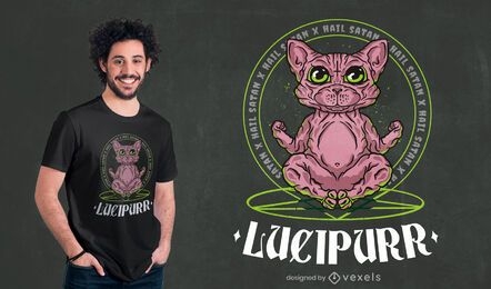 Diseño de camiseta de gato egipcio satánico.