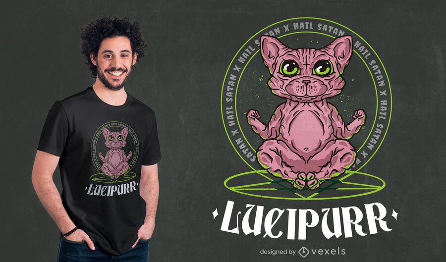 Diseño de camiseta de gato egipcio satánico. Diseño de camiseta de gato egipcio satánico.
