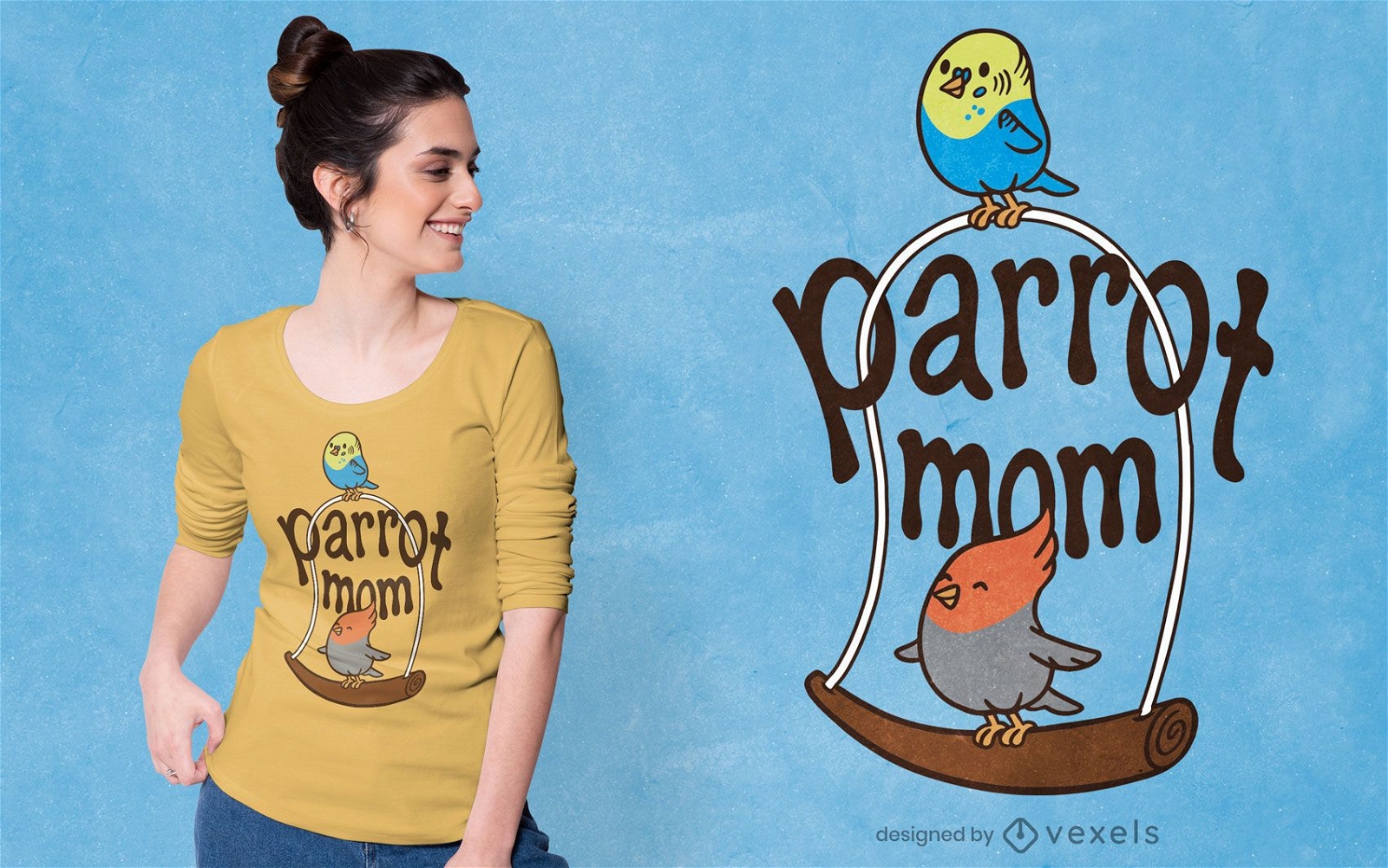 Design de t-shirt da mamãe papagaio