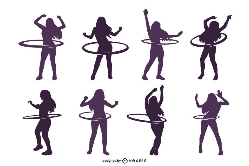 Conjunto de silueta de mujer hula-hoop Conjunto de silueta de mujer hula-hoop