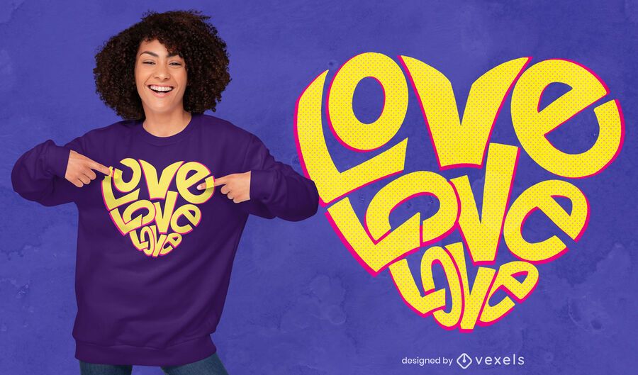Diseño de camiseta de corazón de amor Diseño de camiseta de corazón de amor