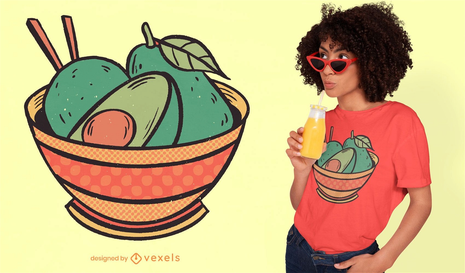 Design de camiseta em forma de tigela de abacate