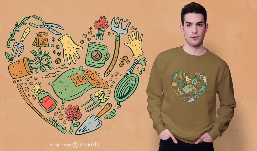 Garden tools heart t-shirt design Garden tools heart t-shirt design