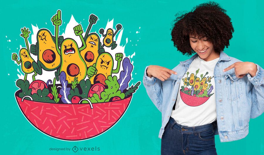 Diseño de camiseta de aguacate vs ensalada Diseño de camiseta de aguacate vs ensalada