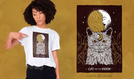Cat crescent moon t-shirt design