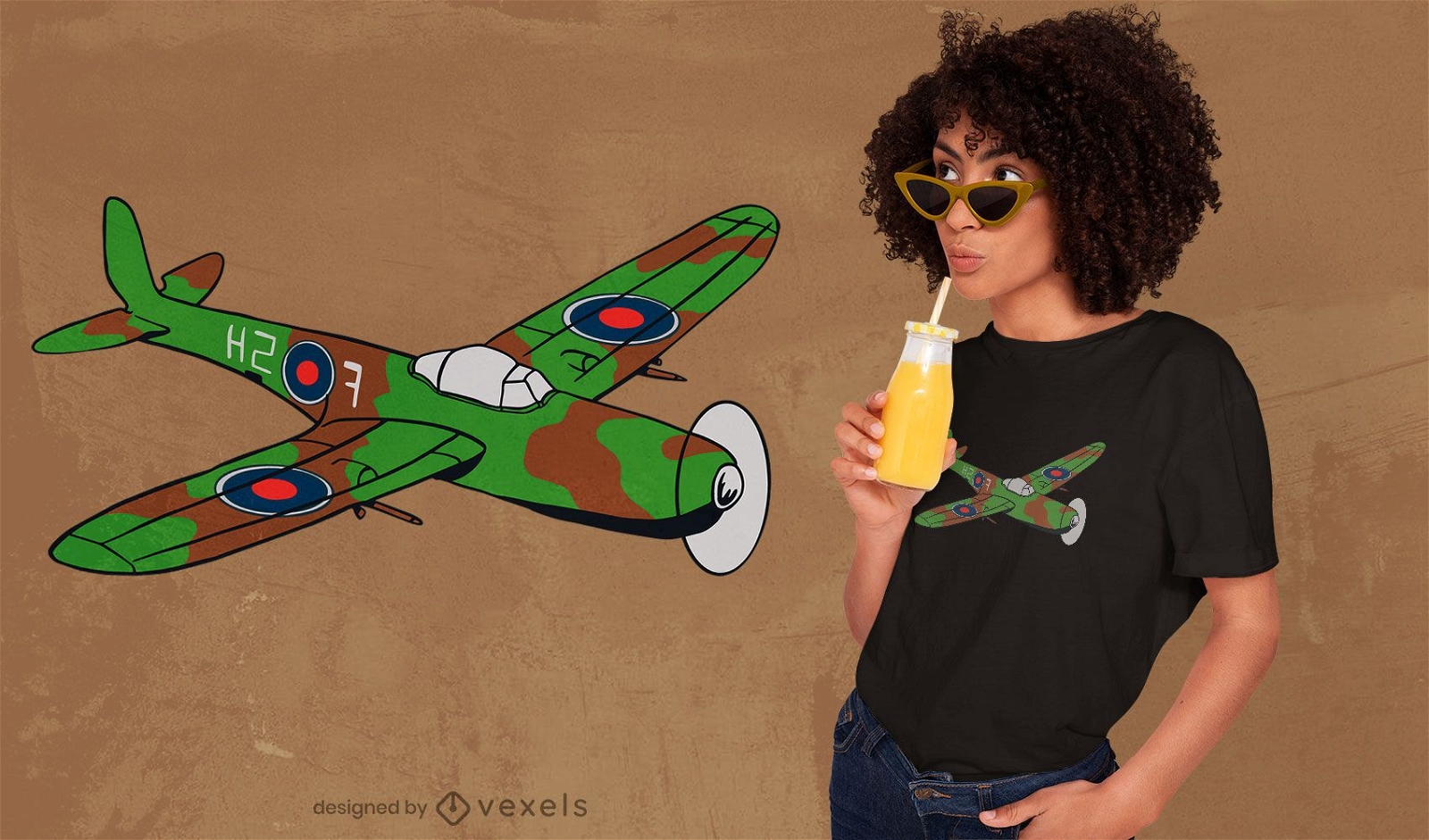 Design de camiseta de avião de desenho de guerra