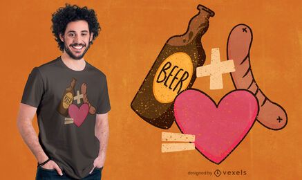 Beer sausage love t-shirt design Beer sausage love t-shirt design
