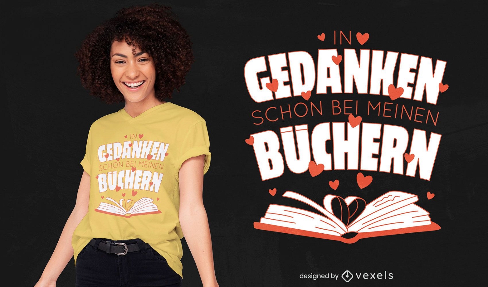B?cher Deutsch Zitat T-Shirt Design