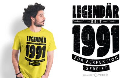 Diseño de camiseta legendario desde 1991 Diseño de camiseta legendario desde 1991