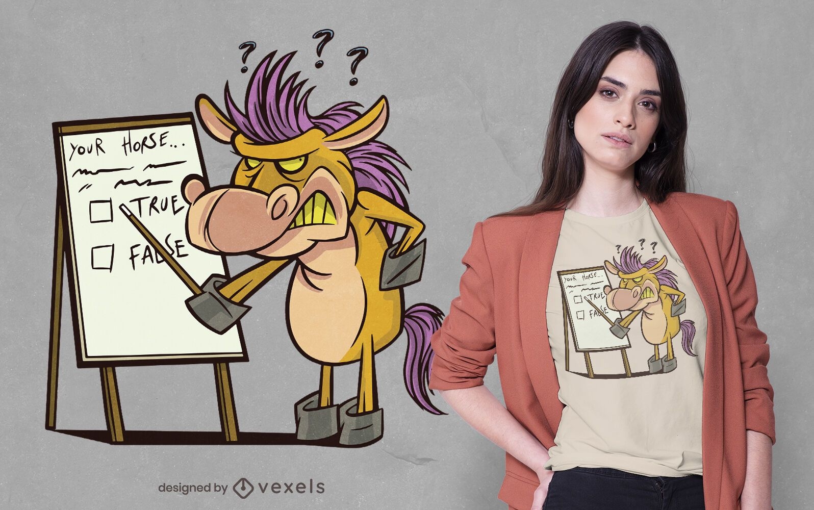Angry cartoon horse t-shirt design