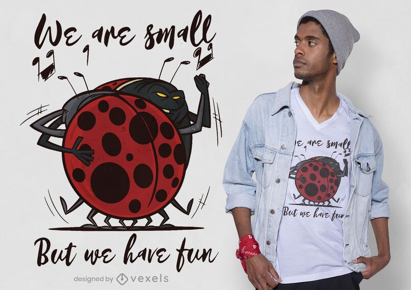 Diseño de camiseta de mariquitas bailando. Diseño de camiseta de mariquitas bailando.
