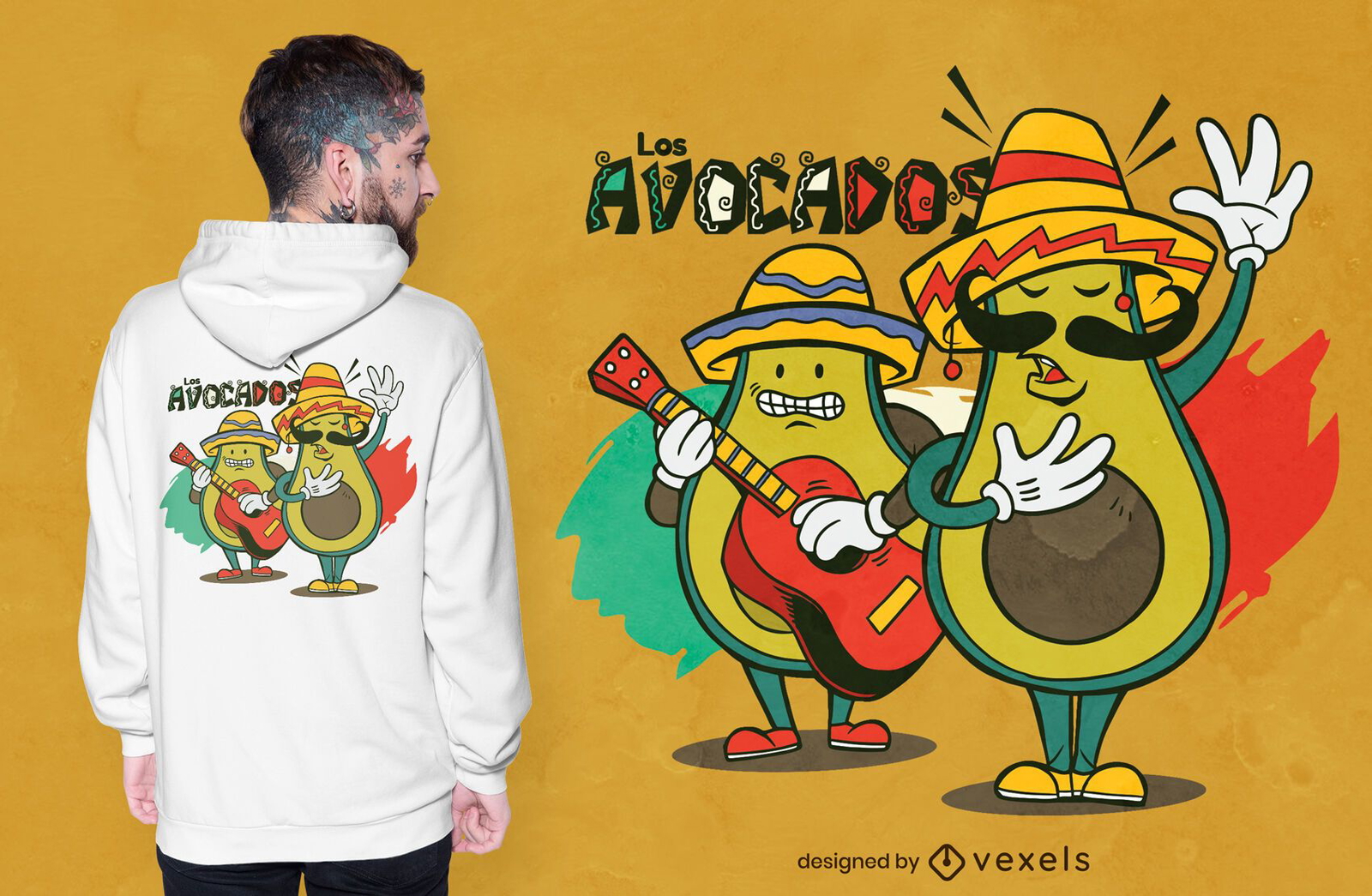 Diseño de camiseta de aguacates Mariachi.