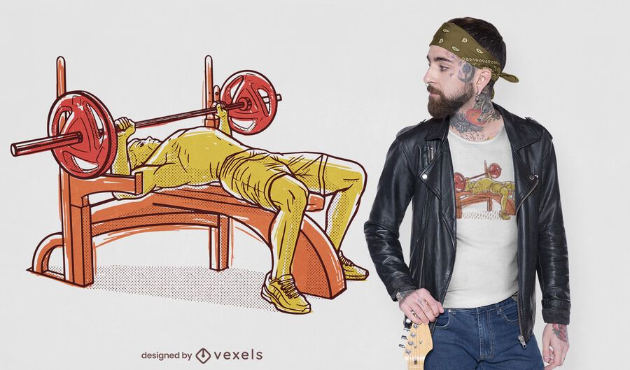 Hand-drawn bench press t-shirt design Hand-drawn bench press t-shirt design