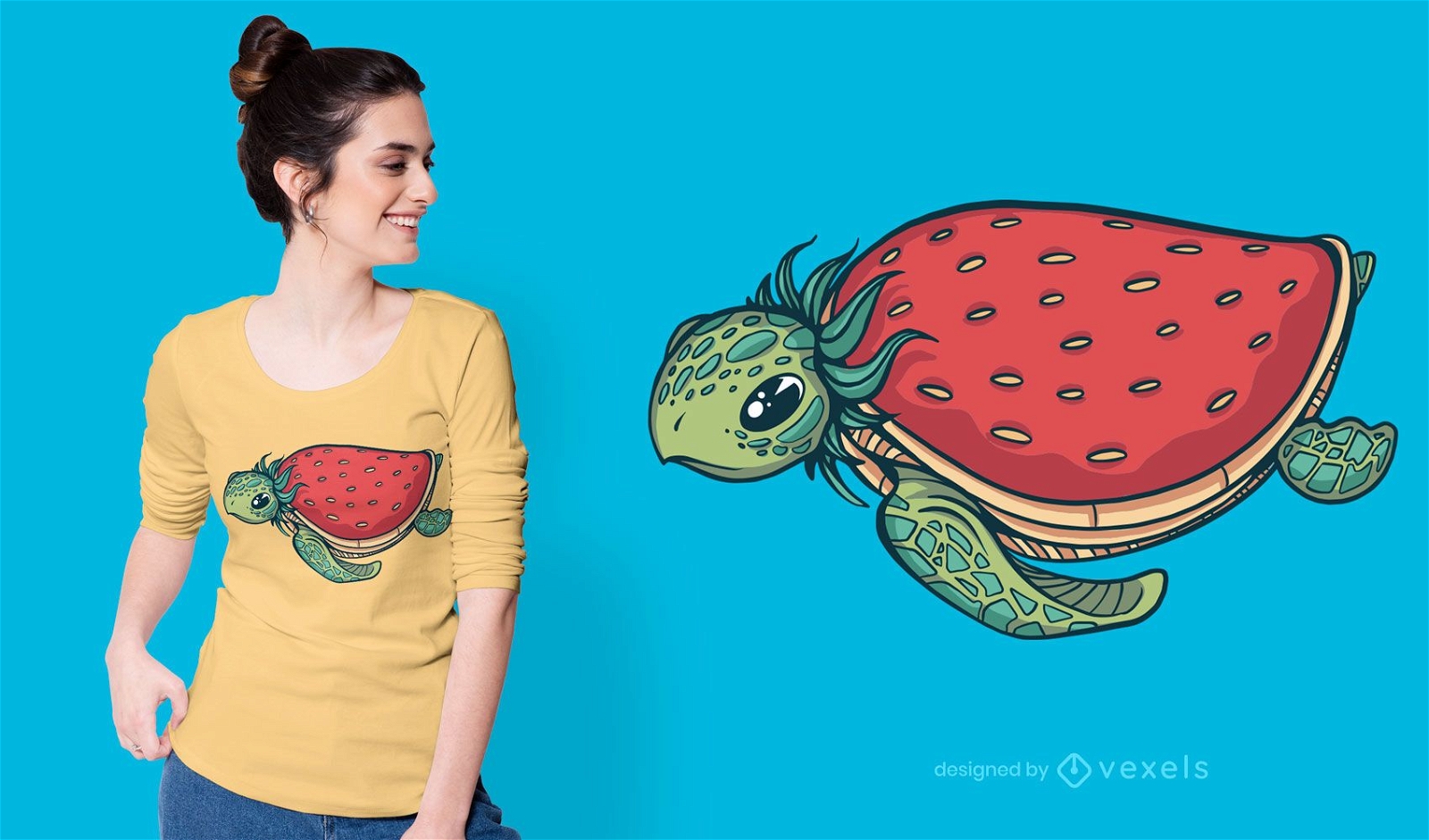 Design de t-shirt de tartaruga morango