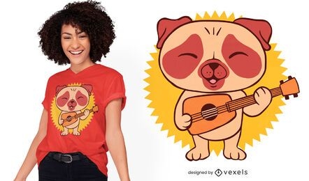 Pug guitarist t-shirt design