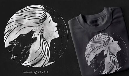 Mond Frau T-Shirt Design Mond Frau T-Shirt Design