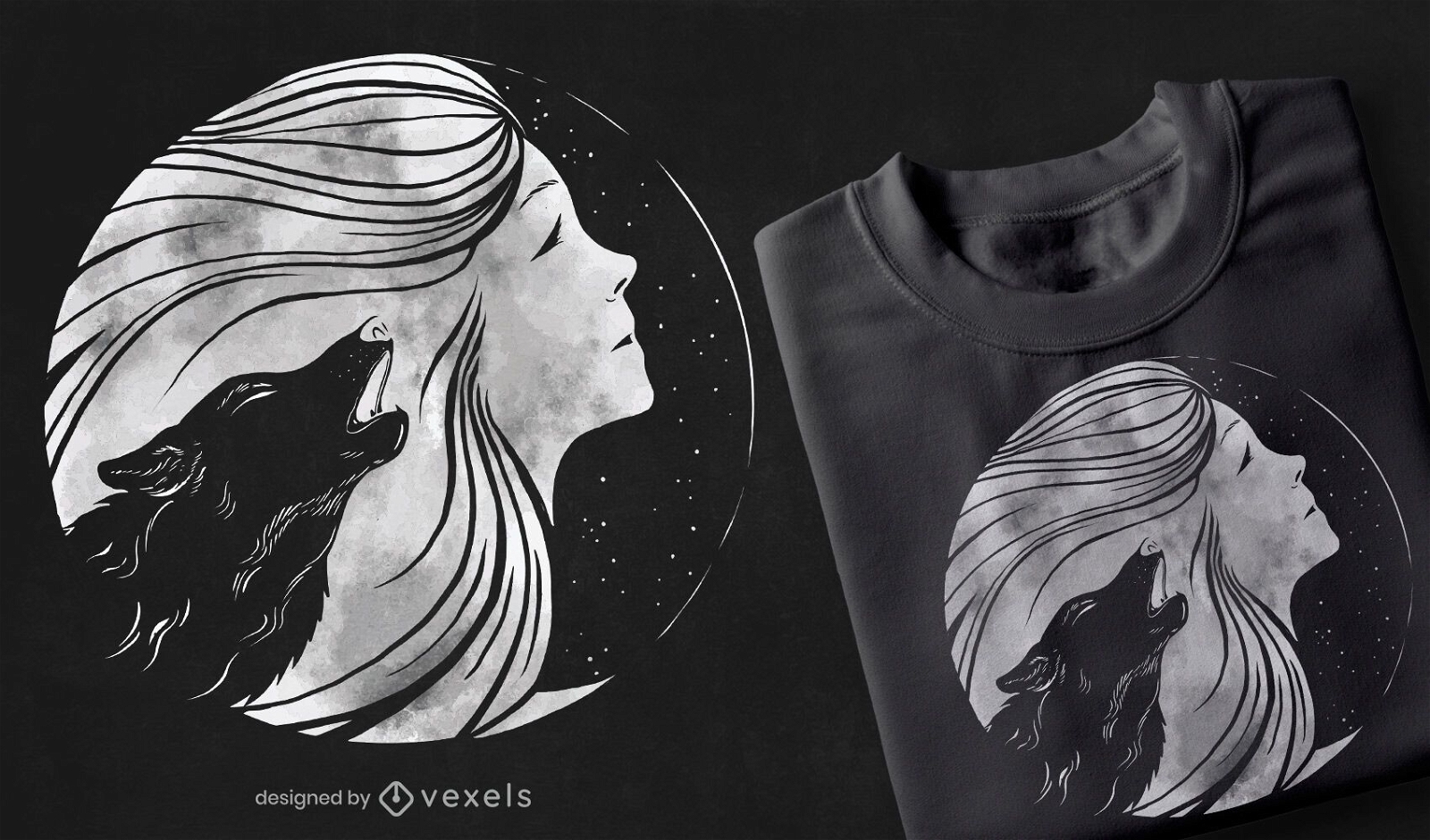 Mond Frau T-Shirt Design