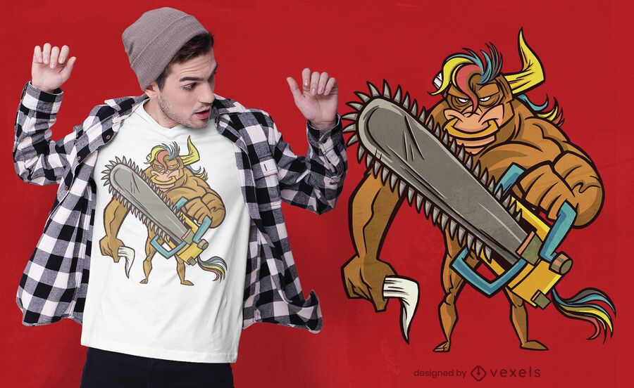 Bull chainsaw t-shirt design Bull chainsaw t-shirt design